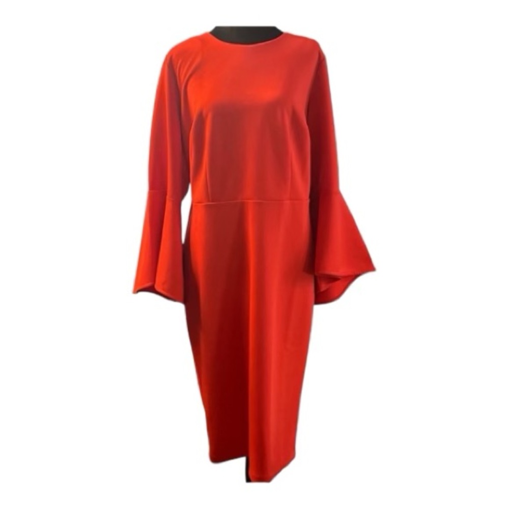 Eloquii Women’s Red Flare Sleeve Scuba Dress Size 16 NWT - Picture 2 of 9